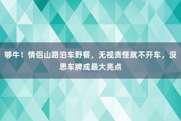 够牛！情侣山路泊车野餐，无视责怪就不开车，没思车牌成最大亮点