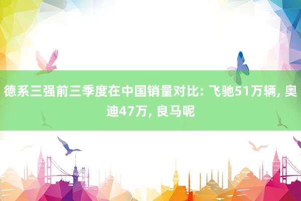 德系三强前三季度在中国销量对比: 飞驰51万辆, 奥迪47万, 良马呢